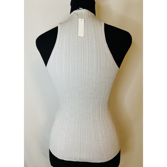MADEWELL The Signature Shimmer Knit Cutaway Sweater Tank Silver SMALL NWT - Picture 3 of 9